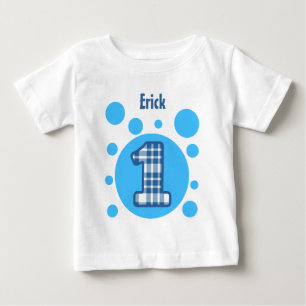 1. Geburtstags-Sterne und Blasen ein jähriges V10 Baby T-shirt