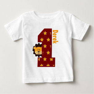 1. Geburtstags-Sterne und Löwe ein Jähriges Baby T-shirt