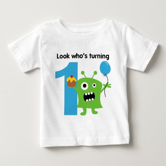 1. Geburtstags-T-Shirt niedliches Monster Baby T-shirt (Vorderseite)