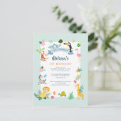 1. Geburtstags-Themenabend Wild One Jungle Animals Einladungspostkarte (Stehend Vorderseite)