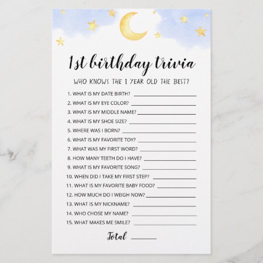 1. Geburtstags-Trivia-Spiel (Vorderseite)