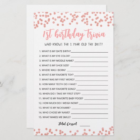 1. Geburtstags-Trivia-Spiel (Vorne/Hinten)