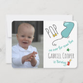 1. Geburtstagsballon Postkarte - Drucken oder Down (Vorderseite)