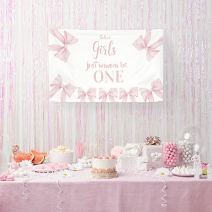 1. Geburtstagsbanner für Mädchen mit rosa Schleife Banner