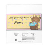 1. Geburtstagsbär Candy Bar Wrapper Gastgeschenke Notizblock (Vorderseite)