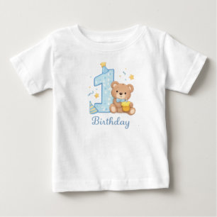 1. Geburtstagsbär Kinder T-Shirt – Süßer blauer Bä