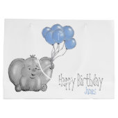 1. Geburtstagselefant mit blauem Ballon Große Geschenktüte (Rückseite)