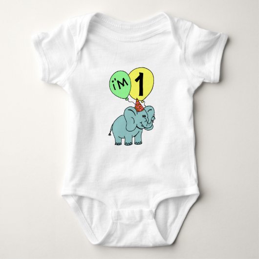 1. Geburtstagselephant Baby Strampler (Vorderseite)