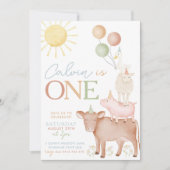 1. Geburtstagsfarm Animals Barnyard Party Boys Einladung (Vorderseite)
