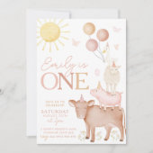 1. Geburtstagsfarm Animals Barnyard Party Girls Einladung (Vorderseite)