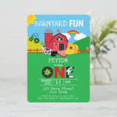 1. Geburtstagsfarm Animes Barnyard Spaß Kinder Nie Einladung (Stehend Vorderseite)