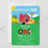 1. Geburtstagsfarm Animes Barnyard Spaß Kinder Nie Einladung (Vorderseite)