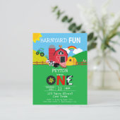 1. Geburtstagsfarm Animes Barnyard Spaß Kinder Nie Einladungspostkarte (Stehend Vorderseite)