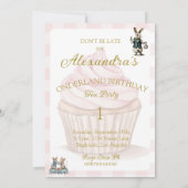 1. Geburtstagsfeier Alice im Wunderland Rosa Bläse Einladung (Rückseite)