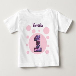 1. Geburtstagsfeier Camouflage und Bubbles Ein Jah Baby T-shirt