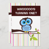1. Geburtstagsfeier Einladungen zum Thema Owl (Vorne/Hinten)