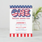 1. Geburtstagsfeier Patriotische USA-Flagge 4. Jul Einladung (Stehend Vorderseite)