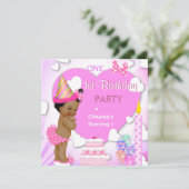 1. Geburtstagsfeier Pink Ethnisch Afroamerikanisch Einladung (Stehend Vorderseite)