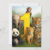 1. Geburtstagsfeier Wildtier-Babys Einladung (Vorderseite)
