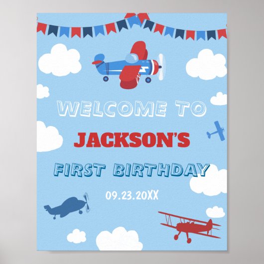 1. Geburtstagsflugzeug eines Jahres wurde willkomm Poster (Vorne)
