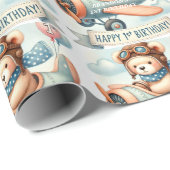 1. Geburtstagsflugzeugfarbe oben Geschenkpapier (Rolleneckpunkt)