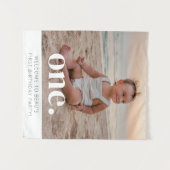 1. Geburtstagsfoto-Willkommensschild Wandteppich (Vorderseite (Horizontal))
