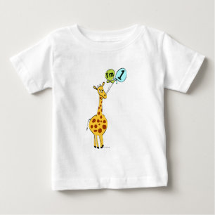 1. GeburtstagsGiraffe mit Balloons Baby T-shirt