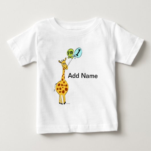 1. GeburtstagsGiraffe mit Balloons Baby T-shirt (Vorderseite)