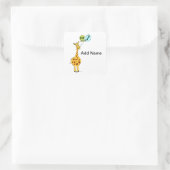 1. GeburtstagsGiraffe mit Balloons Quadratischer Aufkleber (Tasche)