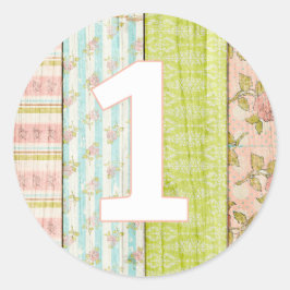 1. GeburtstagsGirl Shabby Chic Rose Hütte Floral Runder Aufkleber