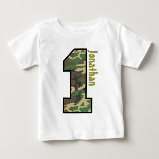 1. Geburtstagsjunge Camouflage 1 Jahr Individuelle Baby T-shirt (Vorderseite)