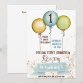 1. Geburtstagsjunge einladen, Geburtstagsfeier, bl Einladung (Vorne/Hinten)