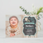 1. Geburtstagsjunge Einladung, Waldhütte Geburtsta Einladung (Stehend Vorderseite)