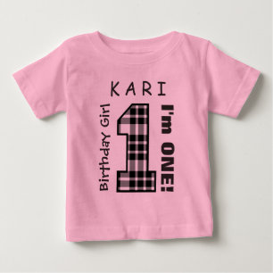 1. Geburtstagskamerad 1 Jahr rosa Zahl V01Q Baby T-shirt