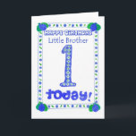 1. Geburtstagskarte für einen kleinen Bruder Karte<br><div class="desc">Eine Geburtstagskarte für einen einjährigen Little Brother mit einem frischen Blau,  Grün und Weiß-Design aus einer handbemalten Papiercollage von Judy Adamson.</div>