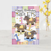 1. Geburtstagskarte für Triplets mit Rockpferden Karte (Gelbe Blume)