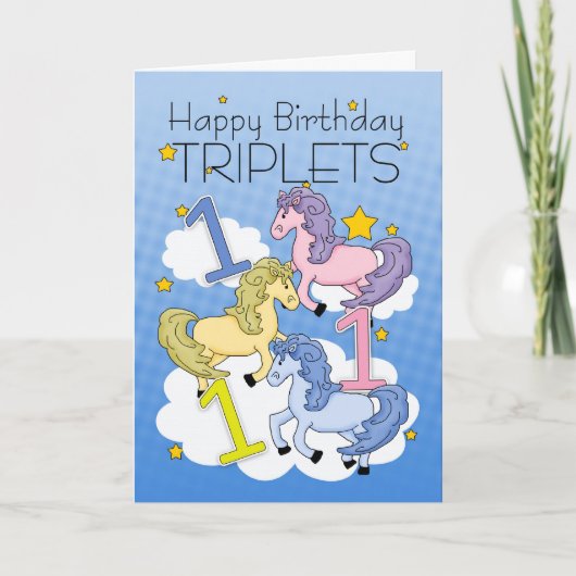 1. Geburtstagskarte für Triplette mit Ponys Karte (Vorderseite)
