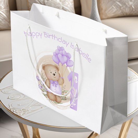 1. Geburtstagskarte Lila Name Geschenktasche Große Geschenktüte