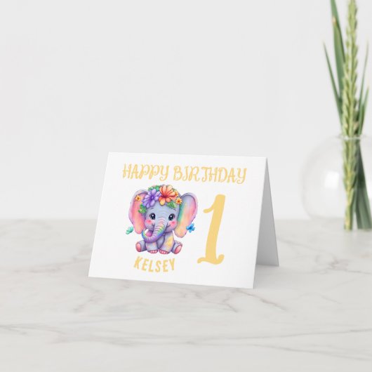 1. Geburtstagskarte | Template Happy Birthday Card Karte (Vorderseite)