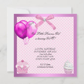 1. Geburtstagskind Pink Cupcakes White Pearl Baby Einladung (Rückseite)