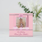 1. Geburtstagskind Pink Cupcakes White Pearl Baby Einladung (Stehend Vorderseite)
