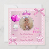 1. Geburtstagskind Pink Cupcakes White Pearl Baby Einladung (Vorderseite)