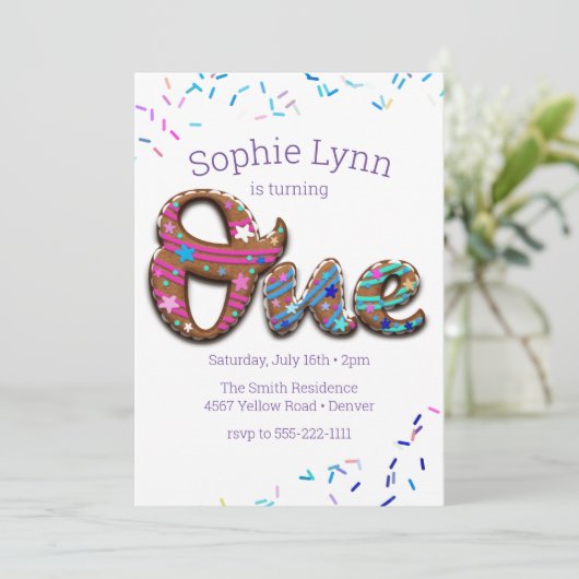 1. Geburtstagskuchen Einladung (Stehend Vorderseite)