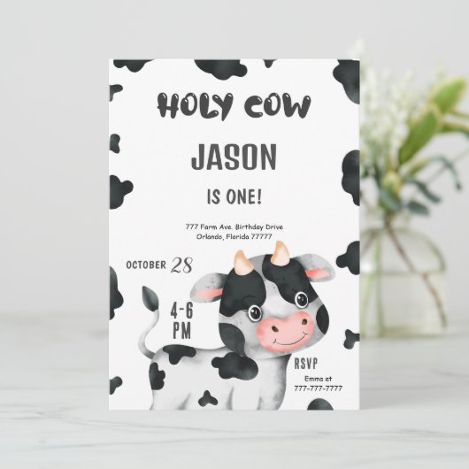 1. Geburtstagskuhe Geburtstagsfeier Einladung (Stehend Vorderseite)
