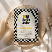 1. Geburtstagslächeln Gesicht Retro Schwarz-weiß G Einladung