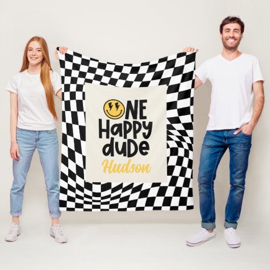 1. Geburtstagslächeln Gesicht Retro Schwarz-weiß G Fleecedecke (Beispiel)