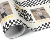 1. Geburtstagslächeln Gesicht Retro Schwarz-weiß G Geschenkpapier (Rolleneckpunkt)