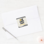 1. Geburtstagslächeln Gesicht Retro Schwarz-weiß G Quadratischer Aufkleber (Umschlag)