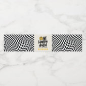 1. Geburtstagslächeln Gesicht Retro Schwarz-weiß G Wasserflaschenetikett (Einzelnes Label)