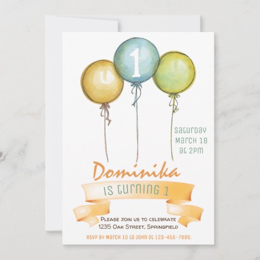 1. Geburtstagsmädchen einladen, Geburtstagsmädchen Einladung (Vorderseite)